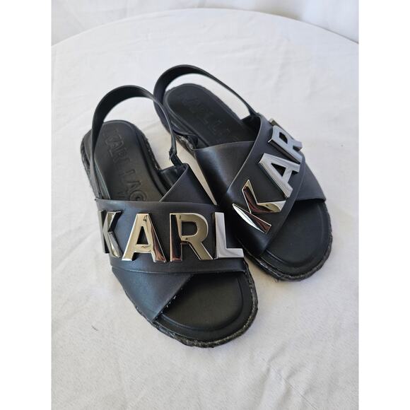 Karl Lagerfeld Paris Shoes - KARL LAGERFELD Women's Charla Slingback Espadrille Sandals In Black Size 5.5 M